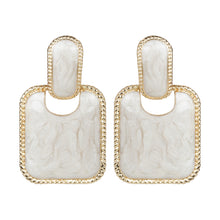 Load image into Gallery viewer, Square-stoned abstract earrings with gold accents