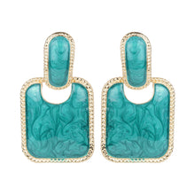 Load image into Gallery viewer, Square-stoned abstract earrings with gold accents