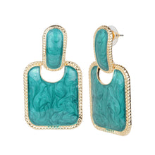 Load image into Gallery viewer, Square-stoned abstract earrings with gold accents