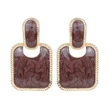 Load image into Gallery viewer, Square-stoned abstract earrings with gold accents