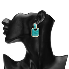 Load image into Gallery viewer, Square-stoned abstract earrings with gold accents