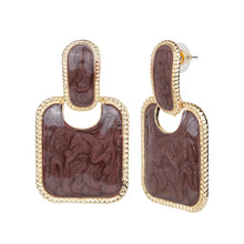 Load image into Gallery viewer, Square-stoned abstract earrings with gold accents