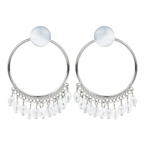 Ethnic Crystal Drop Hoop Earrings