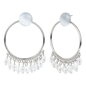 Ethnic Crystal Drop Hoop Earrings