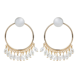 Ethnic Crystal Drop Hoop Earrings