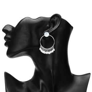 Ethnic Crystal Drop Hoop Earrings