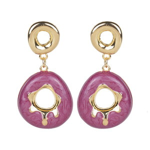 Drop Circular Earrings with gold accents