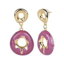 Load image into Gallery viewer, Drop Circular Earrings with gold accents