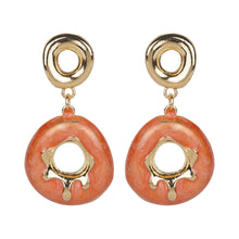 Load image into Gallery viewer, Drop Circular Earrings with gold accents