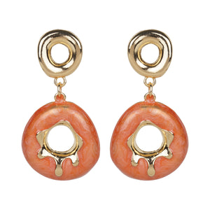 Drop Circular Earrings with gold accents