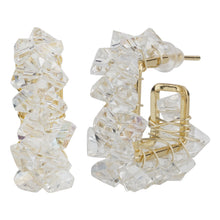 Load image into Gallery viewer, TRIBAL ZONE GOLDEN &amp; WHITE HALF HOOP EARRING