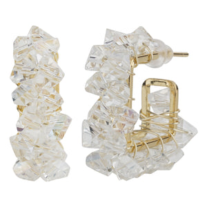 TRIBAL ZONE GOLDEN & WHITE HALF HOOP EARRING