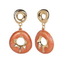 Load image into Gallery viewer, Drop Circular Earrings with gold accents