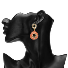 Load image into Gallery viewer, Drop Circular Earrings with gold accents