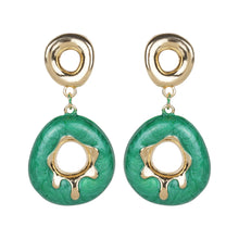 Load image into Gallery viewer, Drop Circular Earrings with gold accents
