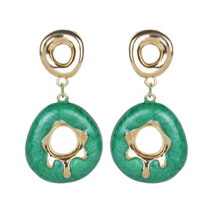 Drop Circular Earrings with gold accents