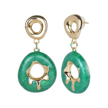 Load image into Gallery viewer, Drop Circular Earrings with gold accents