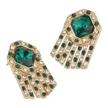 Load image into Gallery viewer, TRIBAL ZONE CLASSIC GREEN DIAMOND STUD EARRING
