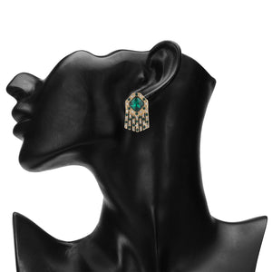 TRIBAL ZONE CLASSIC GREEN DIAMOND STUD EARRING