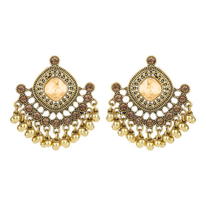 TRIBAL ZONE  GOLDEN CHANDBALI EARRING