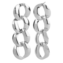 Load image into Gallery viewer, TRIBAL ZONE SLIVER CIRCULAR LINKED CHAIN DROP EARRING
