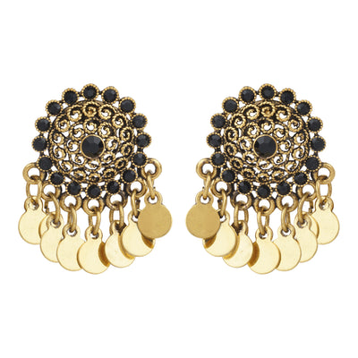 Antique Gold Coin Drop Earrings