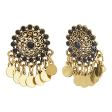 Load image into Gallery viewer, Antique Gold Coin Drop Earrings