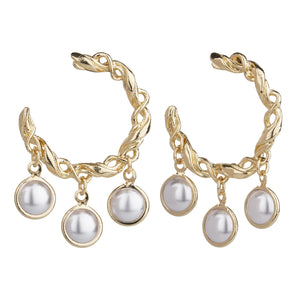 TRIBAL ZONE GOLDEN  DASHING C HOOP EARRING