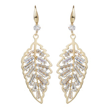 Load image into Gallery viewer, Gold-Plated Crystal Leaf Drop Earrings  Short Description