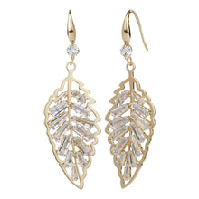 Load image into Gallery viewer, Gold-Plated Crystal Leaf Drop Earrings  Short Description