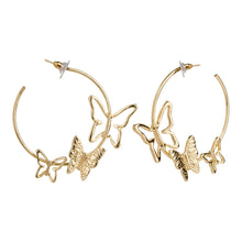 Load image into Gallery viewer, TRIBAL ZONE GOLDEN BUTTERFLY HOOP EARRING