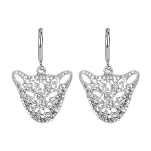 Panther head earrings with intricate designs