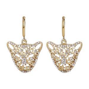 Panther head earrings with intricate designs