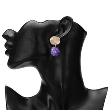 Load image into Gallery viewer, TRIBAL ZONE PURPLE SEQUIN DROP EARRING