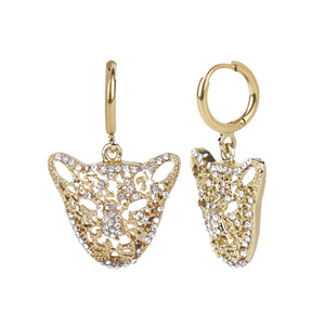 Panther head earrings with intricate designs