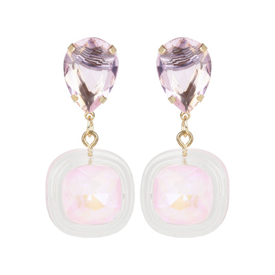 Pink Crystal Drop Earrings