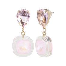 Load image into Gallery viewer, Pink Crystal Drop Earrings