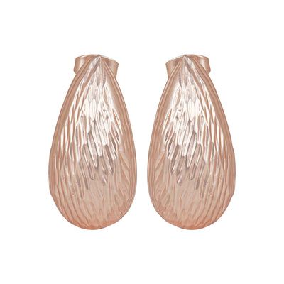 Ribbed Rose Gold Drop Studs