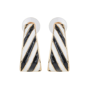 Striped Design Gold Accent Earrings