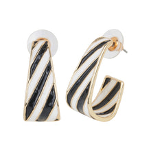 Load image into Gallery viewer, Striped Design Gold Accent Earrings