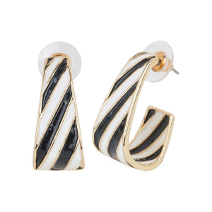 Striped Design Gold Accent Earrings