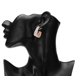Striped Design Gold Accent Earrings