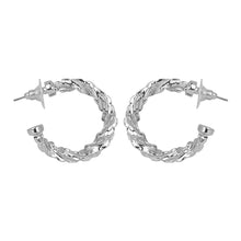 Load image into Gallery viewer, Silver Twisted Hoop Earrings