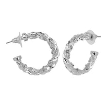 Load image into Gallery viewer, Silver Twisted Hoop Earrings