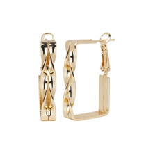 Load image into Gallery viewer, Modern Twisted Rectangle Hoop Earrings
