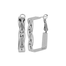 Load image into Gallery viewer, Modern Twisted Rectangle Hoop Earrings
