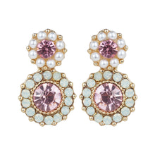 Load image into Gallery viewer, Classic Blue/Pink Earrings with pearl accents