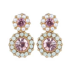 Classic Blue/Pink Earrings with pearl accents