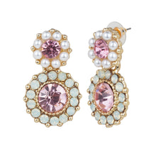 Load image into Gallery viewer, Classic Blue/Pink Earrings with pearl accents