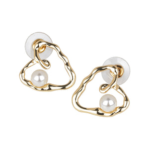 Silver/Gold heart-shaped earrings with pearls